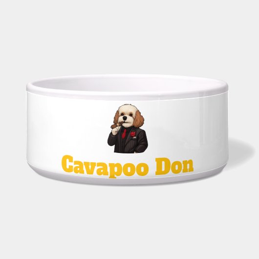 Cavapoo Don – Mafioso-Hund Gentleman Illustration Napf (Vorderseite)