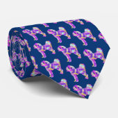 Cavapoo Doodle Dog Silhouette Lila Dk Blue Neck Krawatte (Gerollt)