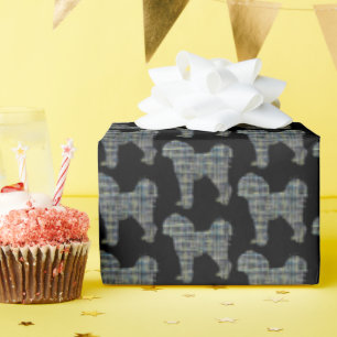 Cavapoo Gelb- und Schwarz-Gitter-Linie Geschenkpapier