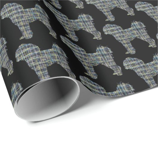 Cavapoo Gelb- und Schwarz-Gitter-Linie Geschenkpapier (Rolleneckpunkt)