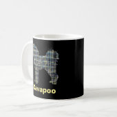 Cavapoo Gelb- und Schwarz-Gitter-Linie Kaffeetasse (Vorderseite Links)