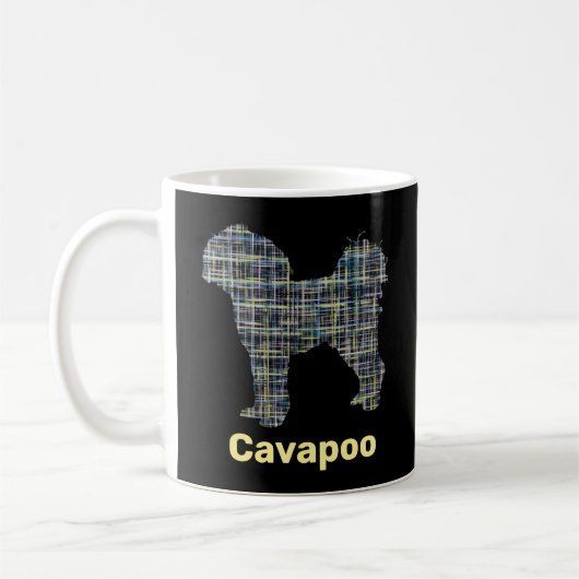 Cavapoo Gelb- und Schwarz-Gitter-Linie Kaffeetasse (Links)
