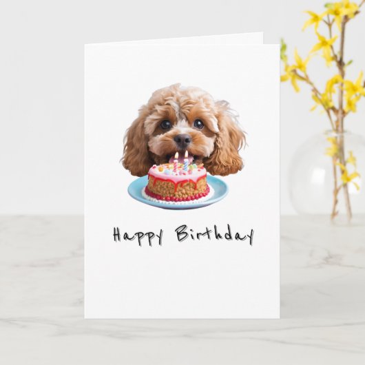 Cavapoo Hund, glücklicher Geburtstag Karte (Gelbe Blume)