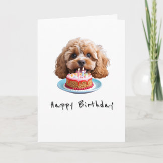 Cavapoo Hund, glücklicher Geburtstag Karte
