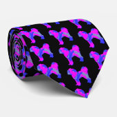 Cavapoo Hund Silhouette Rosa und Blau Schwarzer Ne Krawatte (Gerollt)