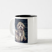 Cavapoo Hunde Niedlich Adorable Zweifarbige Tasse (Vorderseite Links)