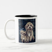 Cavapoo Hunde Niedlich Adorable Zweifarbige Tasse (Links)