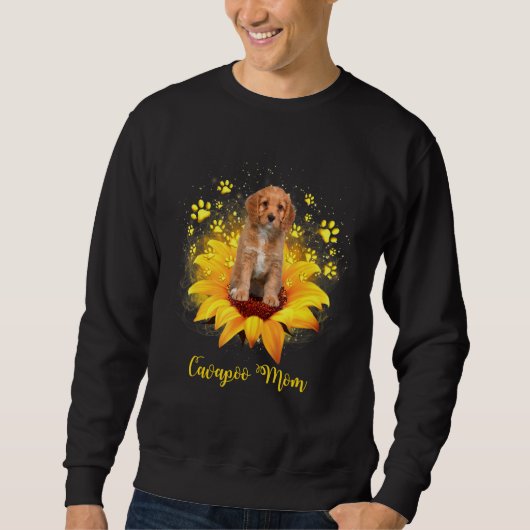 Cavapoo Mama Sonnenblume Mit Hundepfote Muttertag Sweatshirt (Vorderseite)