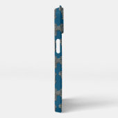 Cavapoo Niedlich Dog Silhouette Grid Blue iPhone Hülle (Rechte Seite)