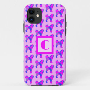 Cavapoo Niedlich Hund Pink Blue Silhouette Monogra Case-Mate iPhone Hülle