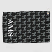 Cavapoo Niedlich Hund Silhouette Y&B Grid Black Golfhandtuch (Horizontal)