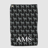 Cavapoo Niedlich Hund Silhouette Y&B Grid Black Golfhandtuch (Vorderseite)