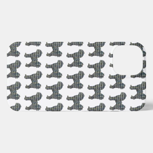 Cavapoo Niedlich Hunde Silhouette Raster Weiß iPhone Hülle (Rückseite (Horizontal))