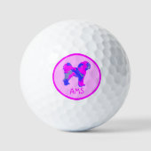 Cavapoo Niedlich Pink Dog Silhouette Monogramm Golfball (Vorderseite)