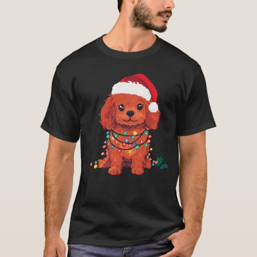 Cavapoo Oodle Doodle Christmas Dog - Ruby Red T-Shirt (Vorderseite)