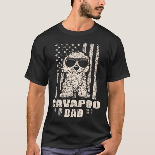Cavapoo Papa Cool Vintage Retro Stolz T-Shirt (Vorderseite)