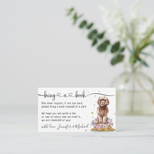 Cavapoo Poodle "Bring ein Buch" Kinderdusche Begleitkarte (Stehend Vorderseite)