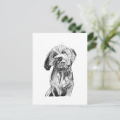 Cavapoo Postkarte – Kohlezeichnung Hund Illustrati (Stehend Vorderseite)