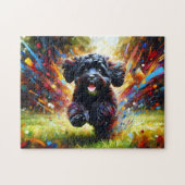 Cavapoo Puzzle: Schwarzes Cavadoodle Puzzle (Horizontal)