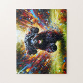 Cavapoo Puzzle: Schwarzes Cavadoodle Puzzle (Vertikal)