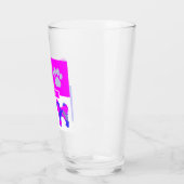 Cavapoo Silhouette Dog & Paw Pink und Blue Square Glas (Links)