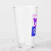 Cavapoo Silhouette Dog & Paw Pink und Blue Square Glas (Rechts)