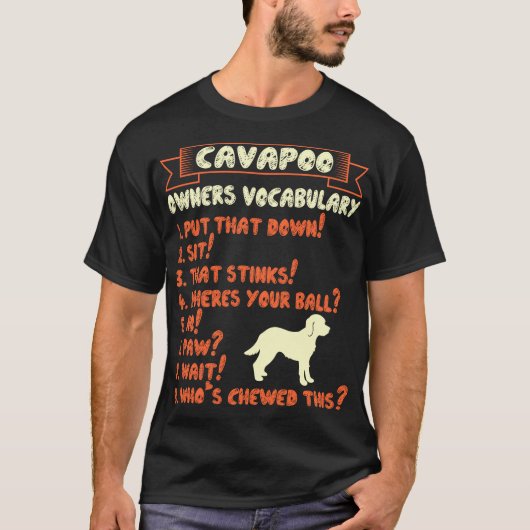 Cavapoo Stubborn Tricks Inhaber Vokabular T-Shirt (Vorderseite)