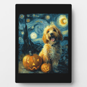 Cavapoo Süßer Hund Halloween Jack O Kürbis  Fotoplatte