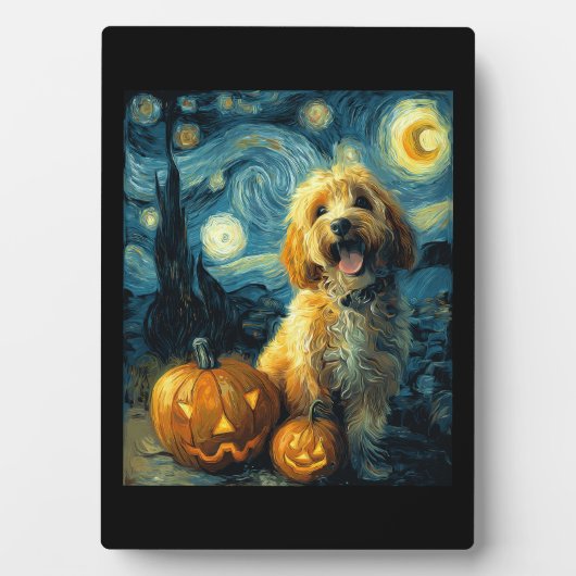 Cavapoo Süßer Hund Halloween Jack O Kürbis  Fotoplatte (Vorderseite)