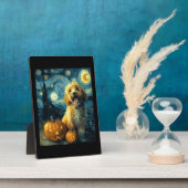 Cavapoo Süßer Hund Halloween Jack O Kürbis  Fotoplatte (Seite)