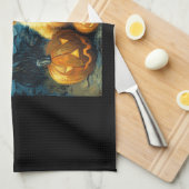 Cavapoo Süßer Hund Halloween Jack O Kürbis Geschirrtuch (Viertel Falte)