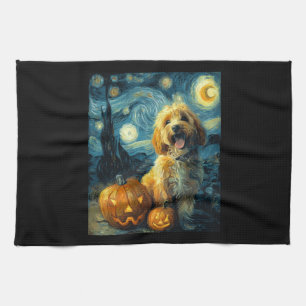 Cavapoo Süßer Hund Halloween Jack O Kürbis Geschirrtuch