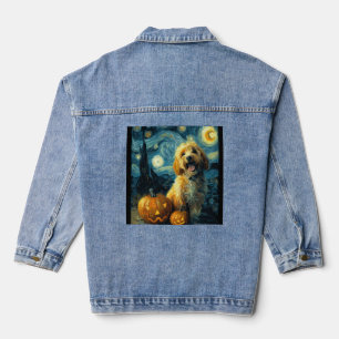 Cavapoo Süßer Hund Halloween Jack O Kürbis Jeansjacke
