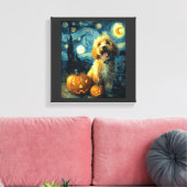 Cavapoo Süßer Hund Halloween Jack O Kürbis Leinwanddruck (Insitu (Wohnzimmer))