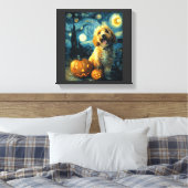 Cavapoo Süßer Hund Halloween Jack O Kürbis Leinwanddruck (Insitu (Schlafzimmer))