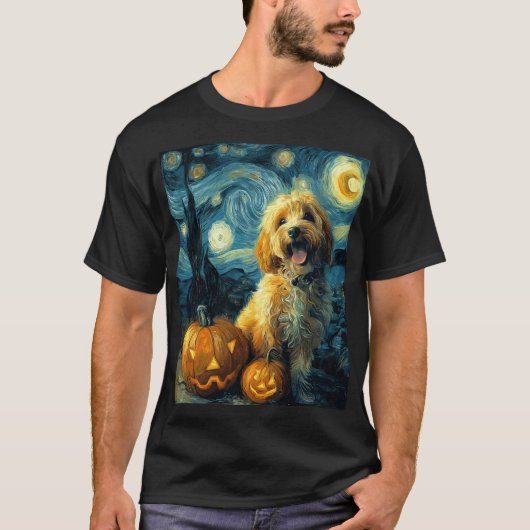 Cavapoo Süßer Hund Halloween Jack O Kürbis T-Shirt (Vorderseite)
