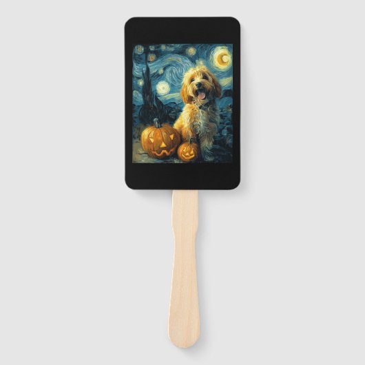 Cavapoo Süßer Hund Halloween Jack O Lantern Kürbis Fächer (Vorderseite)