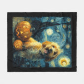 Cavapoo Süßer Hund Halloween Jack O Lantern Kürbis Fleecedecke (Vorderseite (Horizontal))