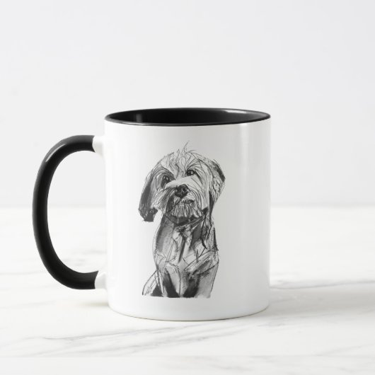 Cavapoo Tasse – Kohle Handgezeichneter Hund Kaffee (Links)