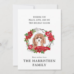Cavapoo Watercolor Poinsettia Weihnachten