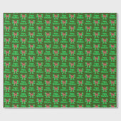Cavapoo Weihnachtshund & Green Bow Green Geschenkpapier (Flach)