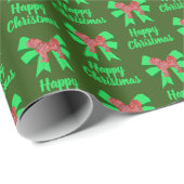 Cavapoo Weihnachtshund & Green Bow Green Geschenkpapier (Rolleneckpunkt)