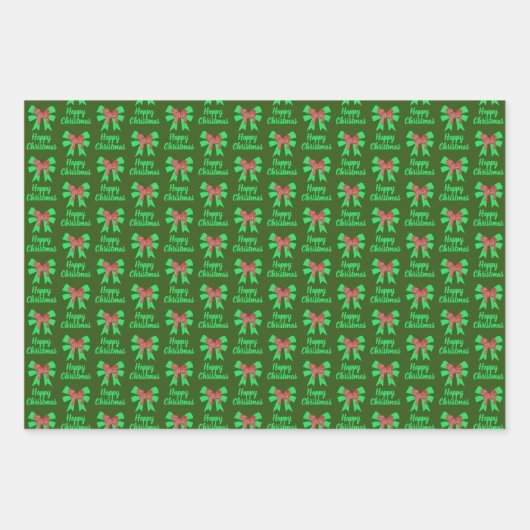 Cavapoo Weihnachtshund & Grüner Bow 3 Farben Geschenkpapier Set (Vorderseite 2)
