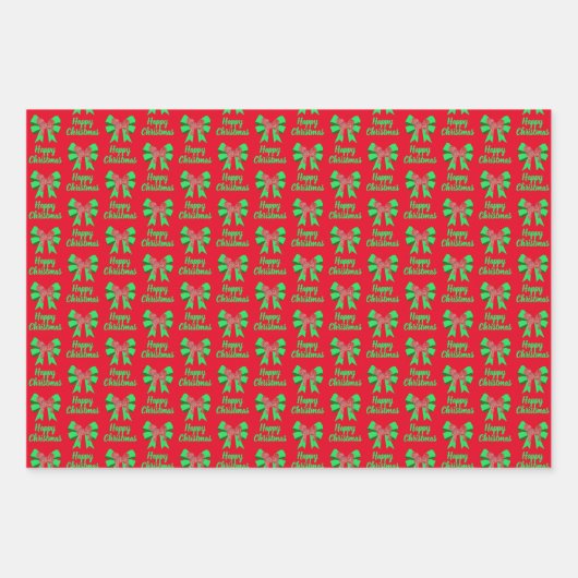 Cavapoo Weihnachtshund & Grüner Bow 3 Farben Geschenkpapier Set (Vorderseite)