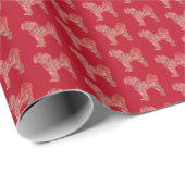 Cavapoo Weihnachtshund Niedliche Silhouette Rot Geschenkpapier (Rolleneckpunkt)