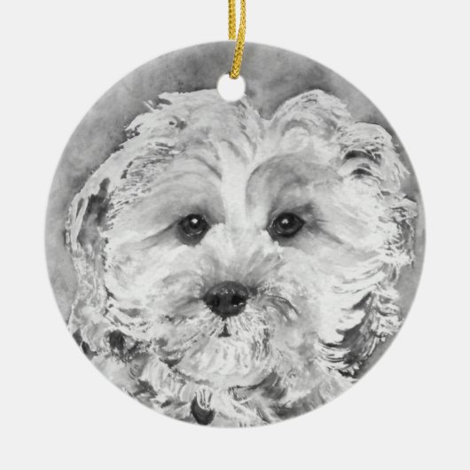 Cavapoo Welpe Keramikornament (Vorne)