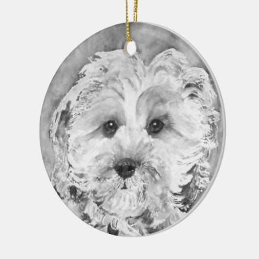 Cavapoo Welpe Keramikornament (Links)