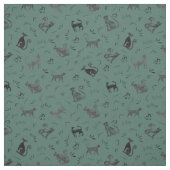 Cave Art Cats on Dark Gray Turquoise Stoff (Muster)