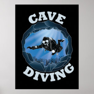 Cave Diving - Underwater Scuba Diver Poster