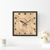 Cave Drawing Painting of Horses Quadratische Wanduhr (Zuhause)